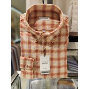 듀퐁셔츠 슬림핏 SE5SM21LS346SOR 체크오렌지 면써커 버튼다운  2025 신상품