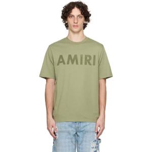 25 FW 아미리 남성 그린 아미리 스텐실 티셔츠 252886M213012