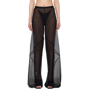 25 FW 릭오웬스 여성 블랙 할리우드 파라 바이어스 컷 슬랙스 251039F087011