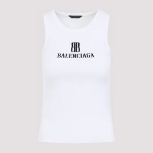 발렌시아가 리브드 로고 프린트 슬리브리스 탱크 탑 835500 T52