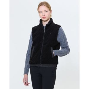 헤지스 골프 여성 24FW 스테디셀러플러피 체크 점퍼 베스트 (BLACK) WWJU4D943BK