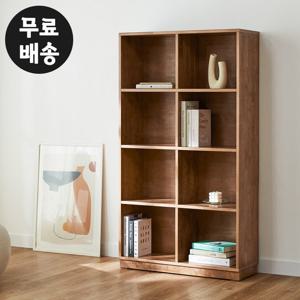 솔렌 고무나무 원목 책장 서재 거실 4단 8칸 800 월넛