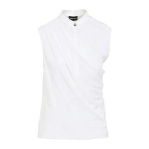 조르지오아르마니 화이트 슬리브리스 하이넥 셔츠 GW001543 TE1