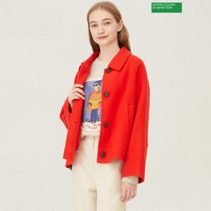 베네통 니트 배색 울 코트 BACT51361_RD