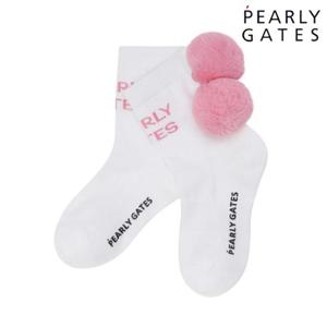 파리게이츠 (521E3SC003WH) 여성 탈착 폼폼 배색 로고 중목 양말