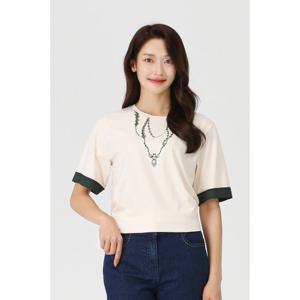 [피에이티]PAT 여성 봄  가을 5부우븐배색티셔츠 1K65301