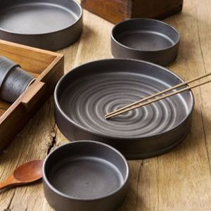 이천도자기 돌비 블랙 원통찬기 2호 14cm 식기 그릇 반찬기 플레이트