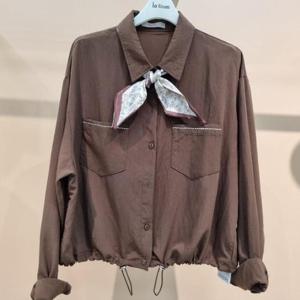 라티움 HC34 부드럽고 매끈한느낌 팔 품편한 숏 짧은 가을브라우스셔츠 T2533Se06