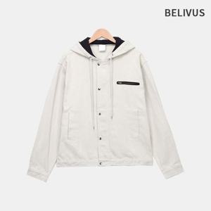 빌리버스 남자 간절기 캐주얼 루즈핏 배색 면 후드 자켓 BRAT115