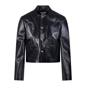 보테가베네타 노트 싱글브레스트 크롭 가죽 재킷 843999 V5BX0