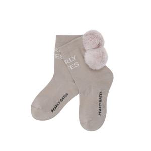 여성 탈착 폼폼 배색 로고 중목 양말521E3SC003BG