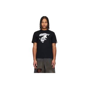 25 FW BAPE 남성 블랙 와일드 레오파드 패턴 에이프 페이스 스타 티셔츠 252546M213038