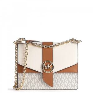 마이클 코어스 여성용 그리니치 스몰 프레스비오피아 크로스바디 백 - 화이트/에이콘 브라운 32S1GGRC0B149