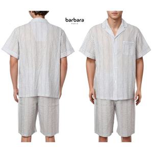 [바바라(언더웨어)]순면 스트라이프 남성반팔 여름 잠옷AMP4603S