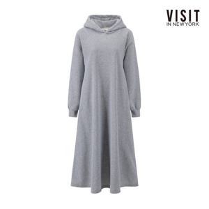 비지트인뉴욕  데일리 A라인 기모 후드 롱 원피스 (V5BOP01)