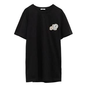 25FW 몽클레어 더블 로고 패치 코튼 티셔츠 8C000358390Y999 BLACK DOM