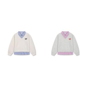 [탑텐키즈]MKG2TR2202 여아) 스쿠바 셔츠 레이어드 스웨트셔츠