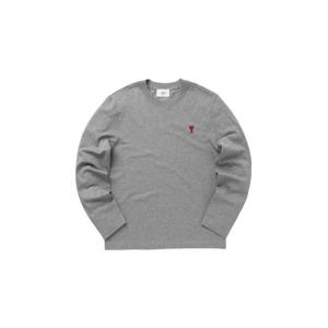 AMI아미 스몰 하트 로고 롱슬리브 티셔츠 헤더 그레이 UTS205-726-055