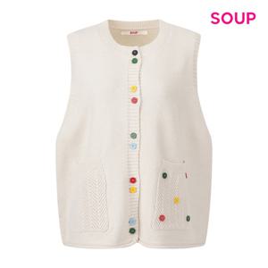 SOUP  믹스 버튼 디테일 라운드넥 베스트 (S61VE05)