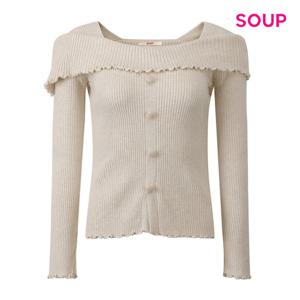 SOUP  물결 자수 버튼업 골지 니트 (S61LK02)