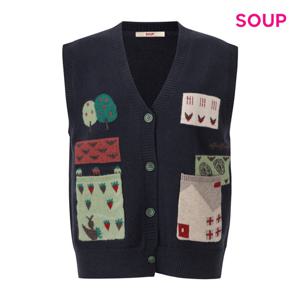 SOUP  판타지 자수 포켓 니트 베스트 (S61VE10)