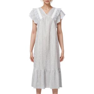 [바바라(언더웨어)]부드러운 스트라이프 지지미 원피스파자마 AGW4603L(그레이)