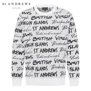 [세인트앤드류스] 남성 로고 패턴 자카드 긴팔 니트 811D1SWA21_WH