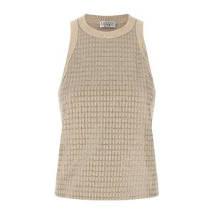 브루넬로쿠치넬리 다즐링 체크 자수 시퀸 슬리브리스 탑 M0T18H