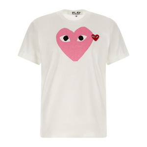 꼼데가르송 레드 엠블럼 패치 코튼 저지 티셔츠 AXT106 4