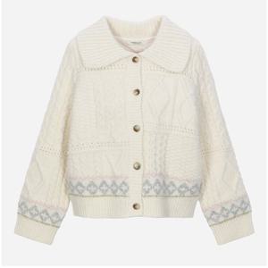 [써스데이아일랜드]카라넥 자카드 니트 가디건 T258MCD267W