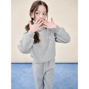 [시즌30%OFF][빈폴키즈] 여아 베이직 기모 후드 스웨트 상하 세트  그레이 (BI5X41G033)