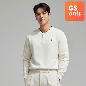 [GS 단독] [TAG가 139,000원] 기간한정 25%쿠폰 헤지스 남성 크림 라인배색 헨리넥 긴팔티셔츠 HZTS5D899CR