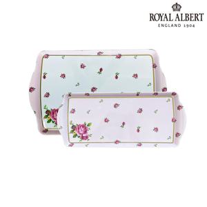 [로얄알버트]뉴황실장미 핑크 트레이 2P 세트 (중+샌드위치)