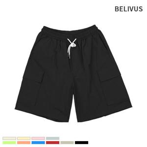 [빌리버스]빌리버스 남자 반바지 밴딩 카고 와이드 팬츠 B45P019