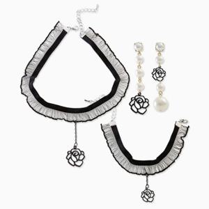 (N+E+B) (은침) 장미 레이스 초커 세트