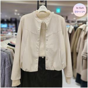 라티움 HC03 여성 핏예쁜 허리밴딩 크롭 가죽(합피)자켓 L55 P7JP01 91