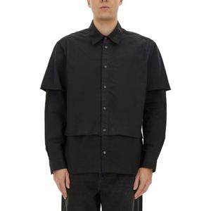 디젤 블랙 버튼업 레이어드 코튼 셔츠 A16199 0KNAI9XX