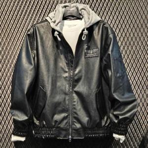 엠할리데이 HC03 레자 가죽 불루종 후드 탈부착 JP 남여공용 오버핏  가벼운 소재감 MP1JU024