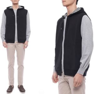 [브루넬로쿠치넬리] 25SS 남성 면혼방 후드 집업 베스트 (MM8319079G C101 25S)