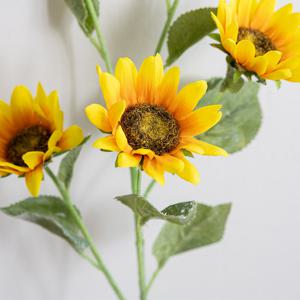 해바라기 조화 3대 가지 60cm 인테리어 꽃 장식 소품 금전화 풍수