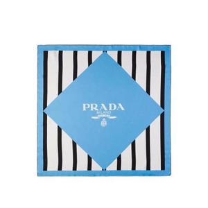 프라다 프린티드 실크 트윌 스카프 씨 블루 1FF001-2C5L-F0P9S