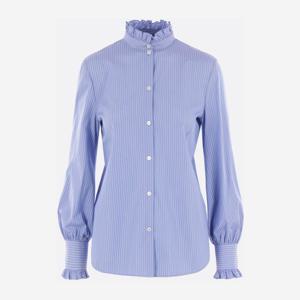발렌티노 블루 스트라이프 러플 칼라 셔츠 7B3AB7R8 9MK7BT