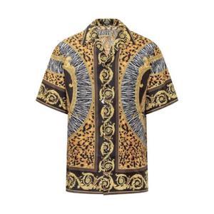 베르사체 레오파드 프린트 반팔 셔츠 10039261A15792 5E670 TP945192001