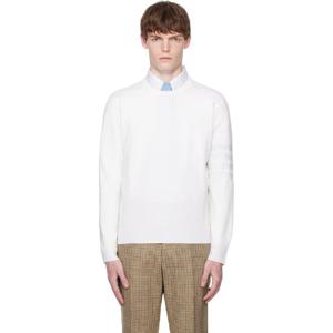 톰브라운 티셔츠 오프 화이트 메리노 울 스트라이프 스웨터 252381M201006