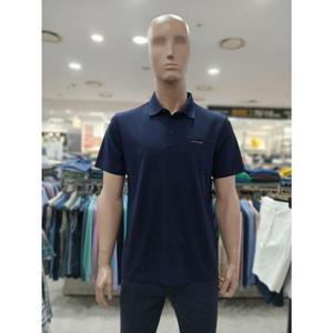 크로커다일 세이브존05 피케 솔리드 요꼬 에리 반팔 네이비 티셔츠 AATS2404 38