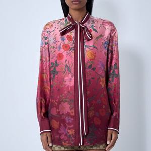 26 SS 구찌 Flora Degrade 셀프타이 넥라인 플로랄 실크 셔츠 835617 ZATG8 5057