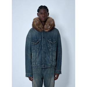 발렌시아가 인조 퍼 칼라 박시 데님 재킷 848020 TTW76 3394