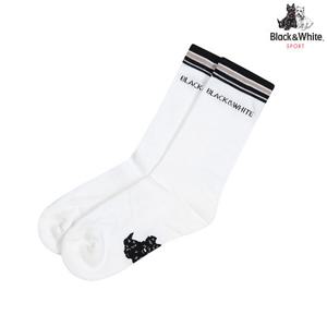 [블랙앤화이트] 남성 라인배색 중목 양말 8115GXSC_WHITE