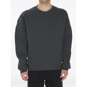 AMI Paris 로고 자수 플리스 스웨트셔츠 USW755749