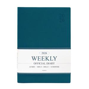 인디고 다이어리 2026 오피셜 A5 위클리 (날짜형 25절 주간) 업무용 (피콕블루)